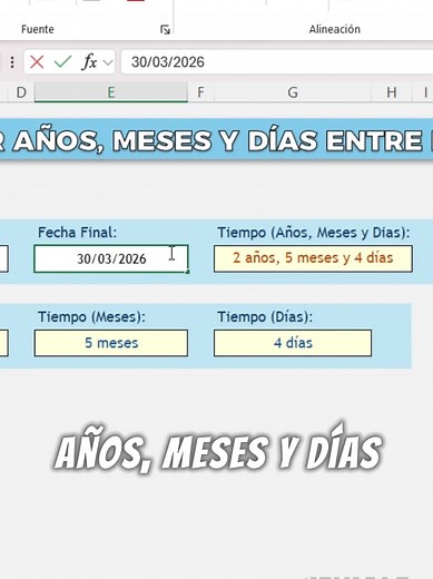 Calcula años, meses y días en Excel fácilmente