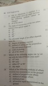 Multiple Choice Questions on SurveyingThe angle of intersecti... | Filo