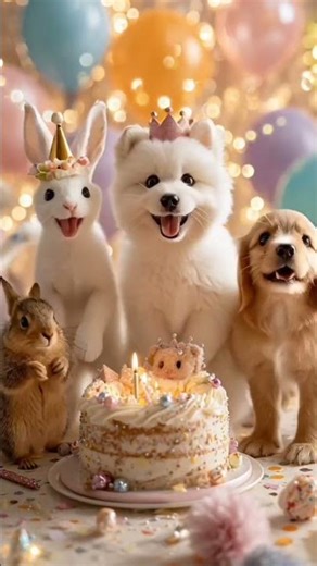 cute animals celebrating birthday #cute #animals #happybirthday #song #ai #viralshort #funny