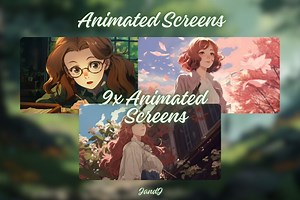 9x Animated Screens | Stream Background | Virtual Background | Animated Twitch Screens | Animated Wallpapers | Stream Package | Anime Girl | - Etsy