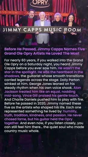 Before He Passed, Jimmy Capps Names Five Grand Ole Opry Artists He Loved The Most #shorts