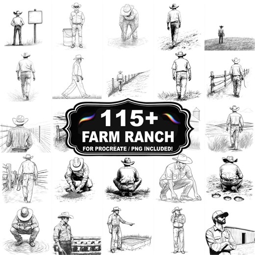 115+ Farm Ranch Stamps for Procreate, Country Landscape Brush Set, Instant Download PNG Included - Etsy