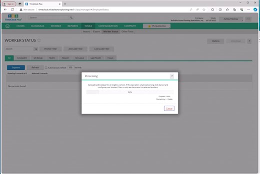 Tracking Workers in Time Clock Plus
