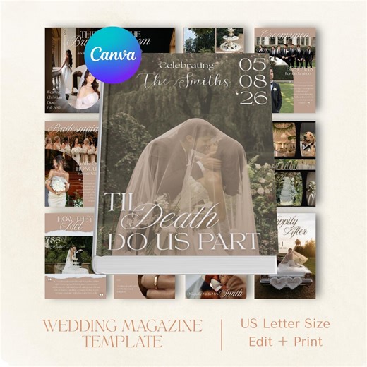 Wedding Memory Magazine Template, Editable Bridal Keepsake Book, Canva Template - Etsy