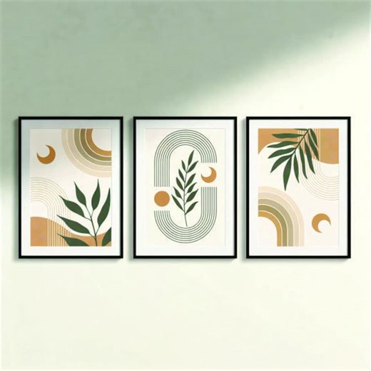 Boho Botanical Print Set – Earth Tone Minimalist Nature Art, Neutral Farmhouse Decor - Etsy