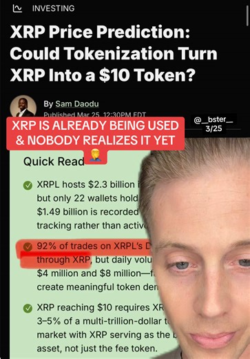 XRP is already being used for tokenization and global finance infrastructure. While most investors wait, institutions are building behind the scenes. This could be bigger than anyone expects. #XRP #Ripple #CryptoInvesting #CryptoNews #greenscreen (not financial advice)