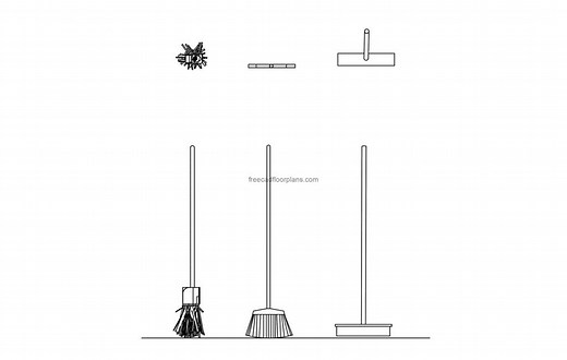Mop Brooms - Free CAD Drawings