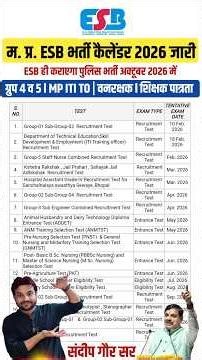 ESB CALENDAR 2026 OUT | GROUP 4 VACANCY 2026 | MP ITI TO 2026 | MP POLICE & MP FOREST 2026 l GROUP 2