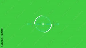 Digital animated footage of a camera focus overlay on a green screen