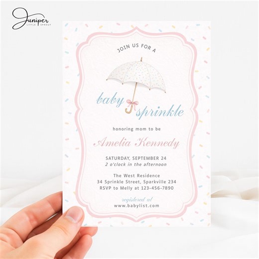 Baby Sprinkle Invitation, Pastel Umbrella Baby Shower Template, Confetti Sprinkle Baby Shower Card, Baby Sprinkle Confetti Invite - Etsy