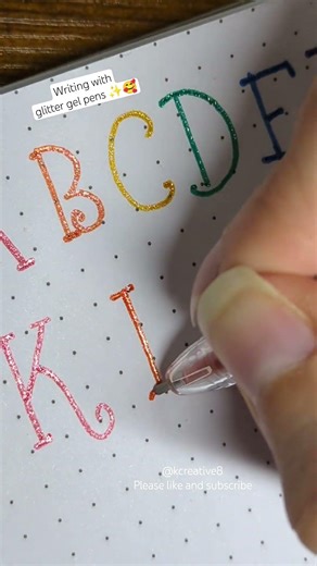 Cute Handwriting practice with glitter gel pens