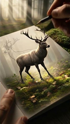 Amazing Deer drawing | Anime Fantasy Creatures | #Shorts #drawing