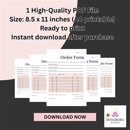 Printable Order Form Template | Editable Canva Minimal Order Sheet for Small Businesses, Bakeries, Online Sellers, Invoice, Receipt, QR Code - Etsy