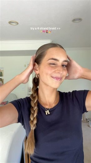 Maddy Millard on Instagram: "Looove the 4 strand braid! Tutorial coming soon朗 #hair #hairtok #hairstyle #hairinspo #hairtutorial #hairideas #braid #4strandbraid #hairhack #vialhairsyle #trendinghairstyle #chainbraid #schoolhairstyles #fallhairstyles"