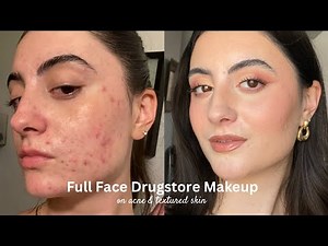 FULL FACE DRUGSTORE MAKEUP LOOK ON ACNE & TEXTURED SKIN
