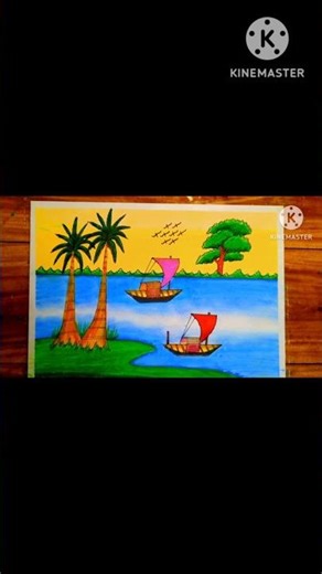 Easy Sunset Palm Trees Boat Color Scenery Drawing #easy #drawing #scenerydrawing #shortvideo