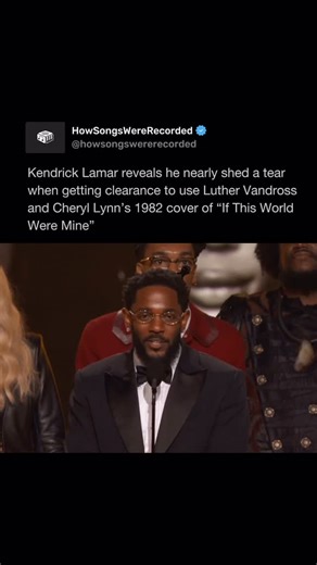 HowSongsWereRecorded on Instagram: "Kendrick Lamar shares what it meant when he received the blessing to sample Luther Vandross & Cheryl Lynn’s recording of ‘If This World Were Mine’ (1982) Hip-hop was birthed on samples and it remains a way for new generations to tap into the sounds that came before their time. But with everything you take from your predecessor, you have to respect what they left behind. A tribute from one artist to another. Rest In Peace to the late, great Luther Vandross💫🕊️