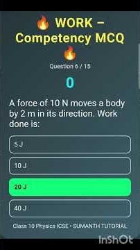 🔥 WORK – Competency Based MCQs | Class 10 ICSE Physics | 5-Second Challenge