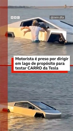 Homem dirige carro Tesla Cybertruck para dentro de lago nos Estados Unidos