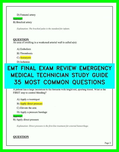 EMT FINAL EXAM REVIEW EMERGENCY MEDICAL TECHNICIAN STUDY GUIDE 35 MOST COMMON QUESTIONS VIDEO 2026