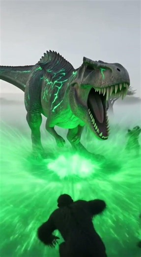 Mutant T-rex vs. a troop of ghost monkeys #dinosaurworld #dinosaur #dinosaurvideo