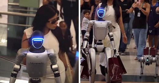 Influencer goes shopping with help from humanoid robot and robo-dog