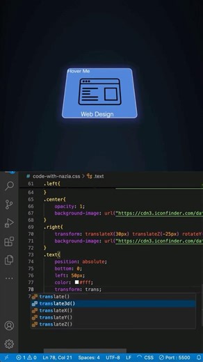 CSS 3D Card Animation #coding #htmlcss #cssanimation #webdesign #shorts #3danimation