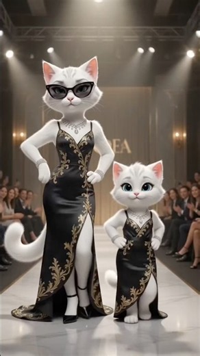 Luxury Mother Cat & Cute Kitten Runway Walk 😱🤯 #3danimals #animallovers #catfashion #catmodel