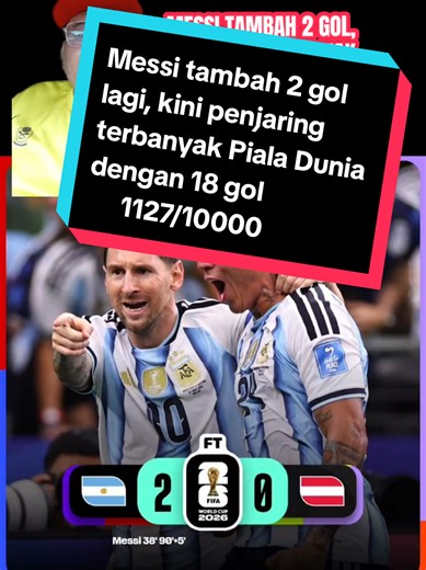 Messi Jadi Top Skor Piala Dunia 18 Gol, 2 Gol ke Austria