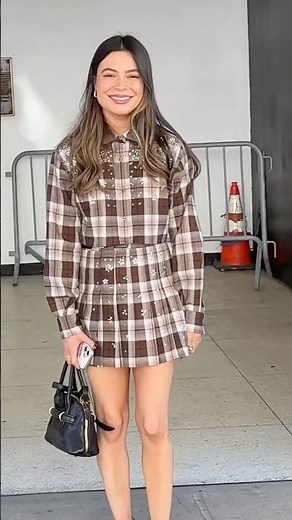 Miranda Cosgrove shines in gingham outfit to promote Netflix rom-com! #mirandacosgrove #style