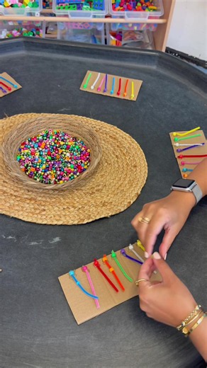 DIY colour threading activity for EYFS and kindergarten
