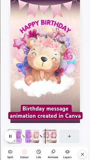 Cute birthday motion animation idea created in Canva