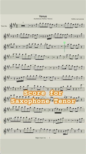 Venus - NuDisco version - Saxophone Tenor Sheet Music - playback Sax1