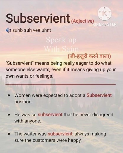 Meaning of Subservient || Learn Vocabulary || #vocbuilder abulary#englishlanguage #english