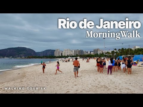Calm Morning Walk in Rio de Janeiro | Flamengo Beach Walking Tour 4K