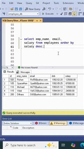 SQL Order By #sql #sqltips #sqlforbeginners #sqlquestions #windows #excel #microsoft #exceltips