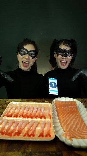 날것들의 날 것 먹방 Raw Shrimp & Raw Salmon Random Bite Mukbang🐟🦐 #challenge #fyp #mukbang #meow #asmr