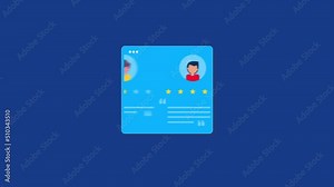 what customer says about the business, customer review and rating, user experience and testimonial concept, 2d animation 4k video clip.