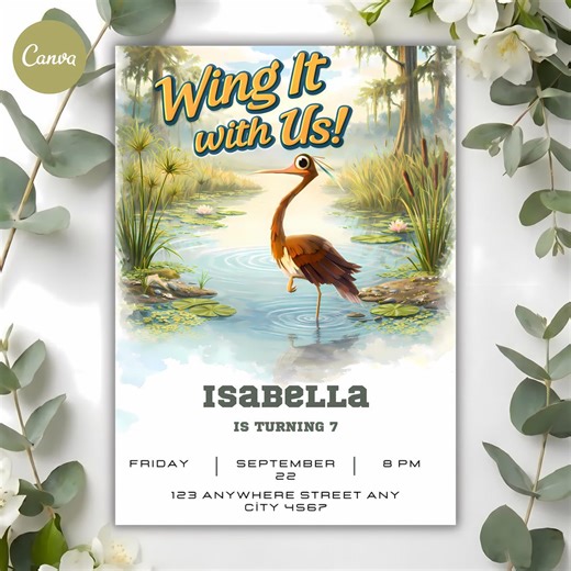 Editable Bird Swamp Birthday Invitation – Kids 7th Party Template (digital Download) - Etsy