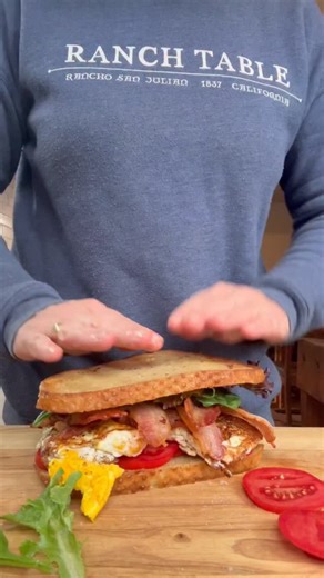 B.L.T.E. (Bacon, lettuce, tomato and egg) sandwich is the best! 🍳🍳🍳 #ranchtotable #theranchtable #ranching #bestsandwiches #bestsandwich #blt #yummy #ranchlife #tomato #bacon #lettuce #egg #eggs | Elizabeth Poett
