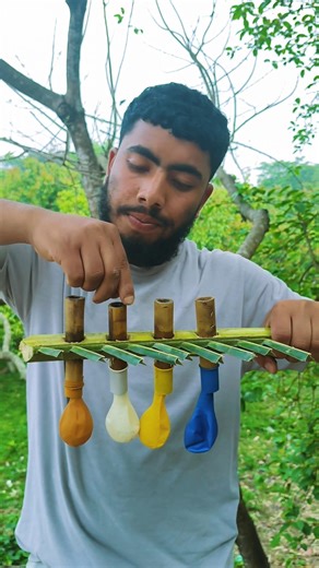 Village Bamboo Gun 💥 Satisfying Balloon Pop 🎈viral video#oddlysatisfying