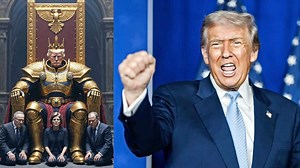 Donald Trump shares another AI image of himself sitting on a throne, but this time, he has a Nazi eagle behind him