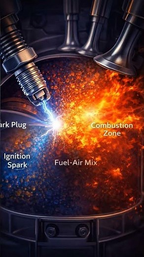 internal combustion engine, where a spark plug ignites the air-fuel mixture.