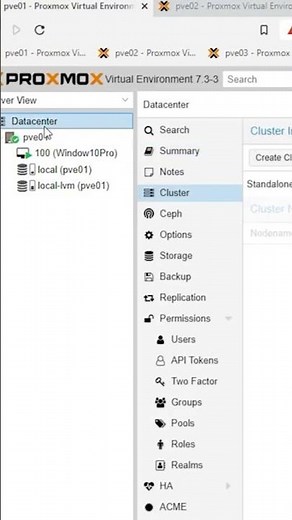 Setup a Cluster in Proxmox