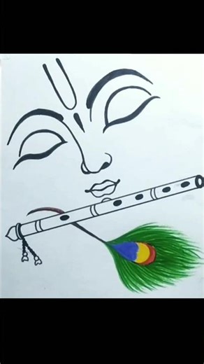Krishna Easy Drawing step by step - Easy Flute Drawing | bansuri Drawing #krishna