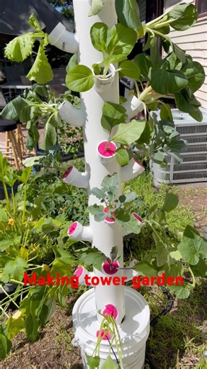Making tower garden using PVC #towergardening #hydroponics #shorts