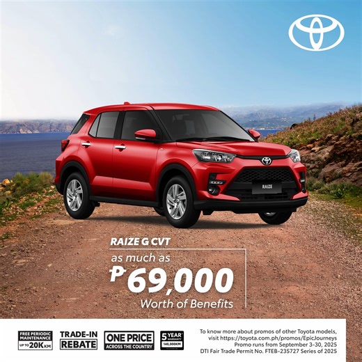 Rise up to the journey ahead with a brand new Toyota Raize! Get up to P69,000-worth of benefits. Head to your local Toyota dealer or https://toyota.com.ph/promos/EpicJourneys to learn more. | Toyota Motor Philippines