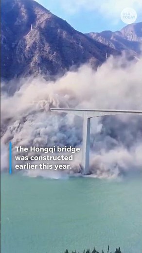 Watch the dramatic moment Hongqi bridge collapses in Sichuan, China