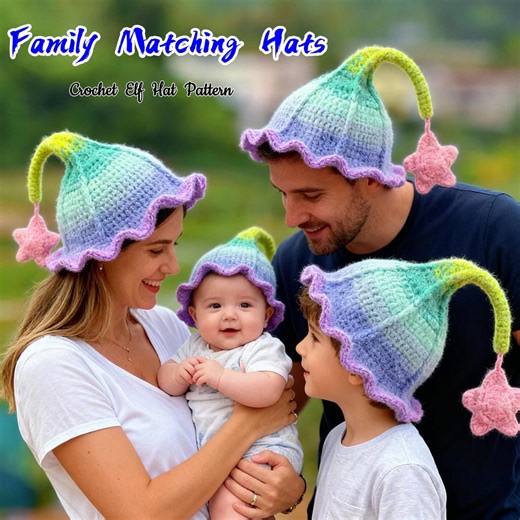 Family Matching Star Elf Hat Crochet Pattern PDF | Child & Adult Sizes | Holiday/cosplay Beginner-friendly - Etsy