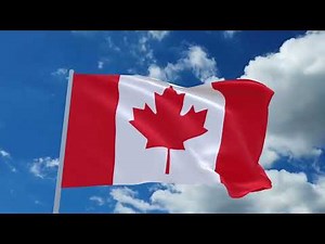 Canada Flag with Pole waving scene/ flag waving loop